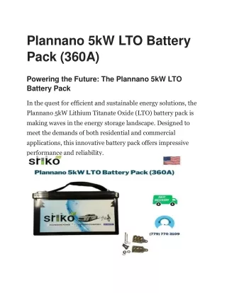 Plannano 5kW LTO Battery Pack