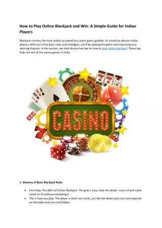 How to Play Online Blackjack and Win