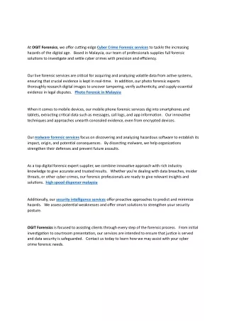 Our malware forensic services