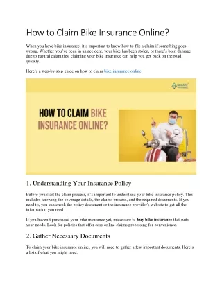 How to Claim Bike Insurance Online