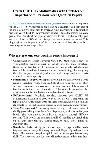 CUET PG Mathematics Previous Year Question Papers