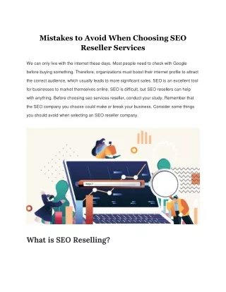 Mistakes to Avoid When Choosing SEO Reseller Services