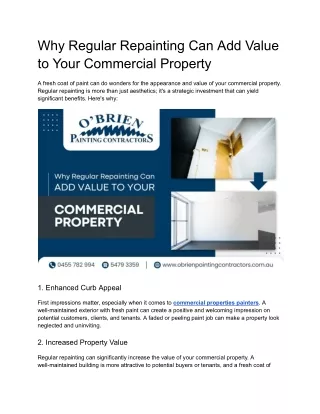 Why Regular Repainting Can Add Value to Your Commercial Property