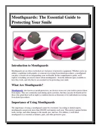 Mouthguards The Essential Guide to Protecting Your Smile