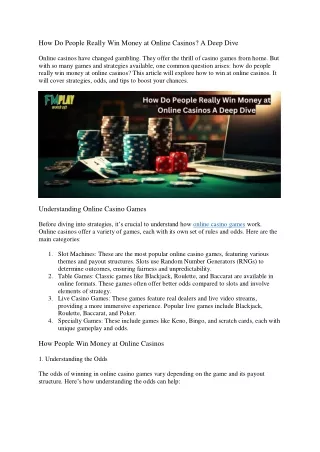 How Do People Really Win Money at Online Casinos A Deep Dive