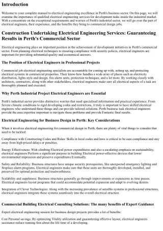 Your Manual to Electrical Engineering Excellence in Perth's Professional Sector