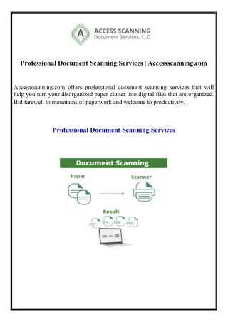 Professional Document Scanning Services  Accessscanning.com