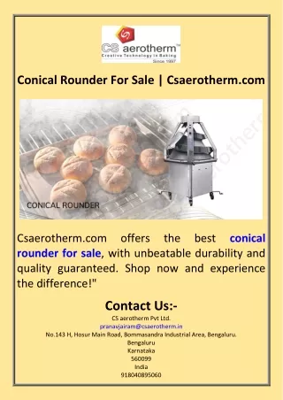 Conical Rounder For Sale  Csaerotherm.com