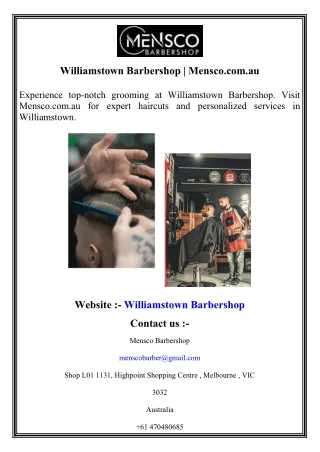 Williamstown Barbershop   Mensco.com.au