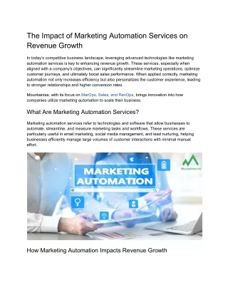 The Impact of Marketing Automation Services on Revenue Growth