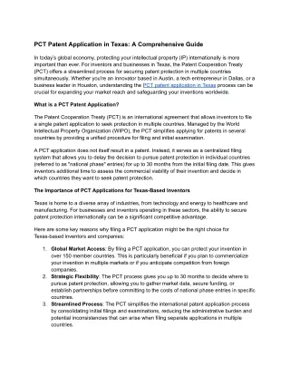 PCT Patent Application in Texas- A Comprehensive Guide