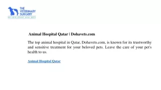 Animal Hospital Qatar Dohavets.com