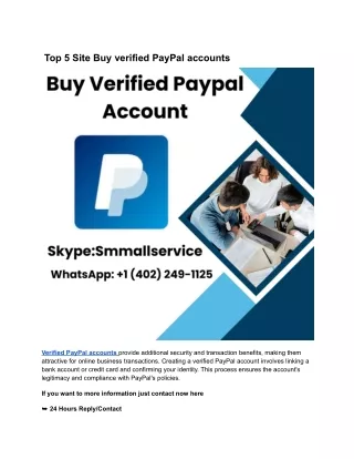 Top 5 Site Buy verified PayPal accounts