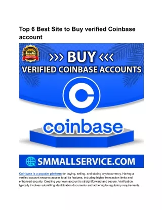 Top 6 Best Site to Buy verified Coinbase account