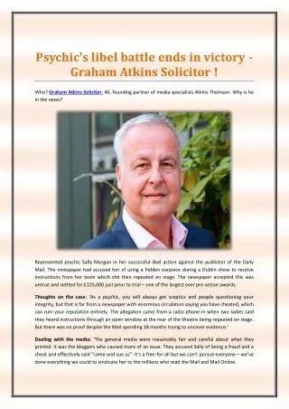 Psychic's libel battle ends in victory - Graham Atkins Solicitor!