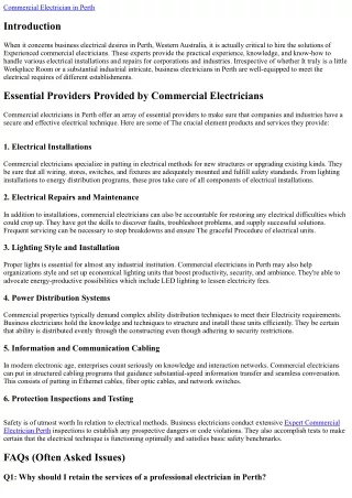 Critical Companies Offered by Professional Electricians in Perth Western Austral