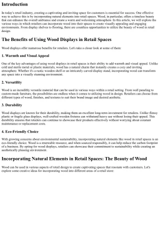 Incorporating Natural Elements in Retail Spaces: The Beauty of Wood