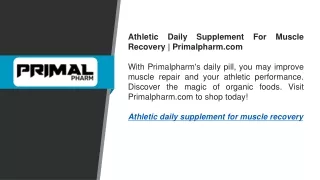 Athletic Daily Supplement For Muscle Recovery   Primalpharm.com