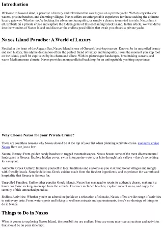Naxos Island Paradise: A World of Luxury Awaits on a Private Yacht