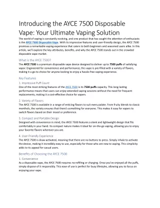 Introducing the AYCE 7500 Disposable Vape