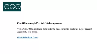 Cita Oftalmología Precio Oftalmocgo.com