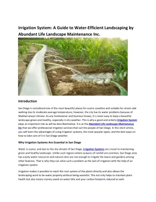 Irrigation System