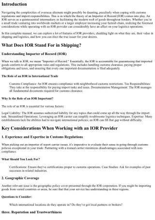 Key Considerations When Working with an IOR Provider