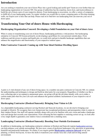 Reworking Your Outside Place: Landscaping Business Concord NH