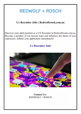 Ux Recruiter Jobs Redwolfrosch.com.au