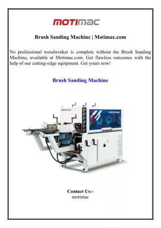 Brush Sanding Machine  Motimac.com