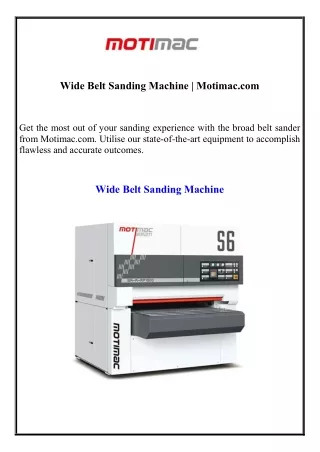 Wide Belt Sanding Machine  Motimac.com