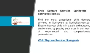 Child Daycare Services Springvale   Springkids.com.au