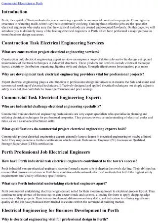 Fulfill the Specialist Electrical Engineers At the rear of Perth's Business Cons