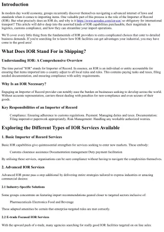 Exploring the Different Types of IOR Services Available