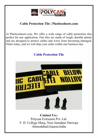 Cable Protection Tile  Plasticssheets.com