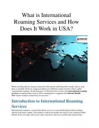 What is International Roaming Services and How Does It Work in USA