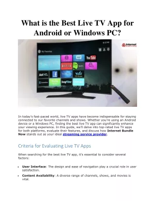 What is the Best Live TV App for Android or Windows PC