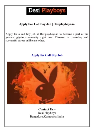 Apply For Call Boy Job  Desiplayboys.in