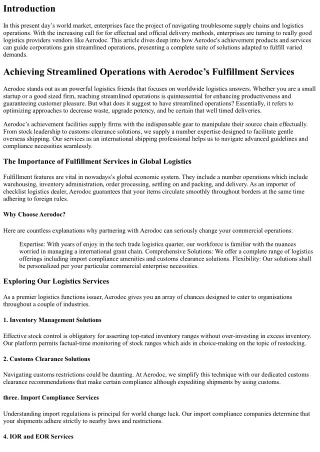 Achieving Streamlined Operations with Aerodoc’s Fulfillment Services