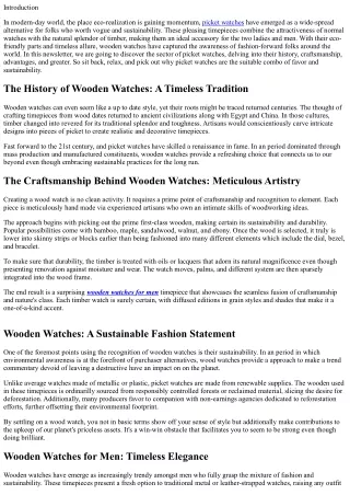 Wooden Watches: A Perfect Blend of Style and Sustainability