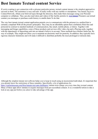 Ideal Inmate Textual content Services