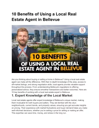 10 Benefits of Using a Local Real Estate Agent in Bellevue