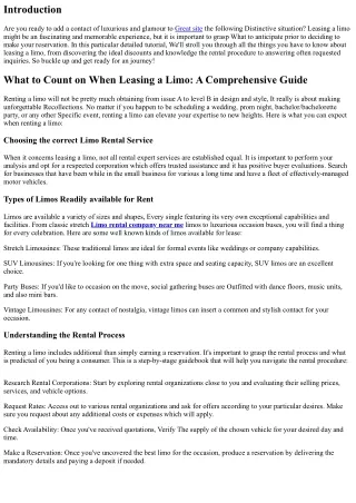 What to anticipate When Renting a Limo: An extensive Tutorial