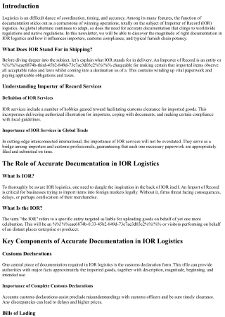 The Significance of Accurate Documentation in IOR Logistics