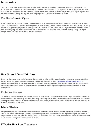 Discovering the Link Between Stress and Hair Loss