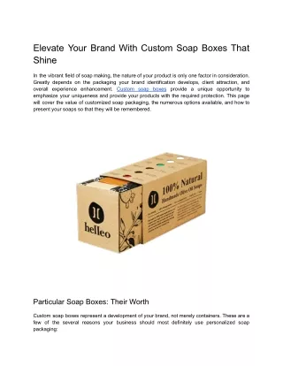 Elevate Your Brand with Custom Soap Boxes That Shine