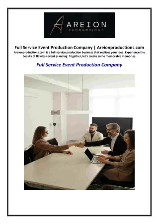 Full Service Event Production Company | Areionproductions.com