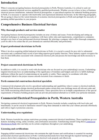 Navigating Commercial Electrical Specifications in Perth, Western Australia