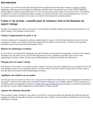 Caisse à vin en bois : conseils pour la restaurer tout en lui donnant un aspect