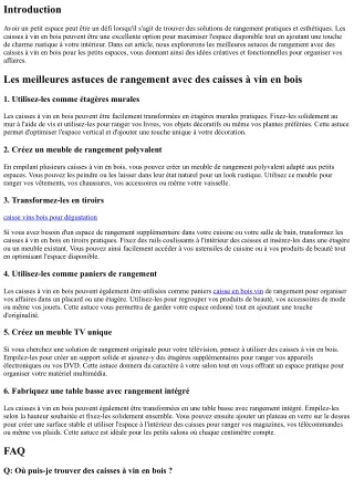 Les meilleures astuces de rangement avec des caisses à vin en bois pour les peti